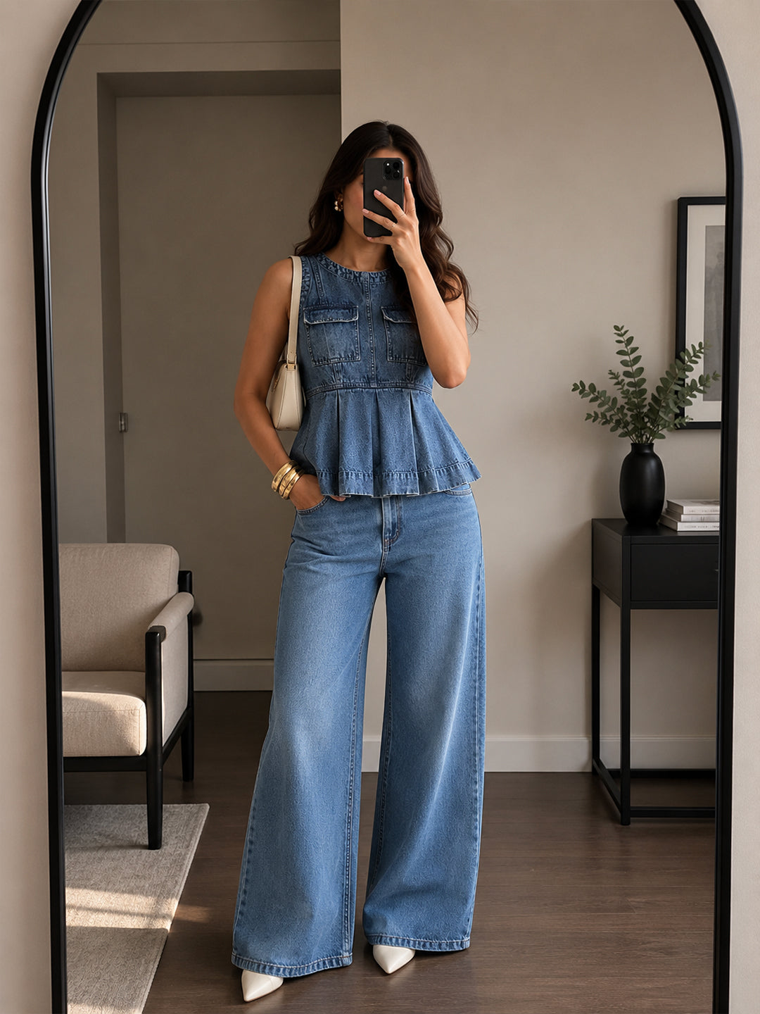 DenimClassic Acid Blue Peplum Top