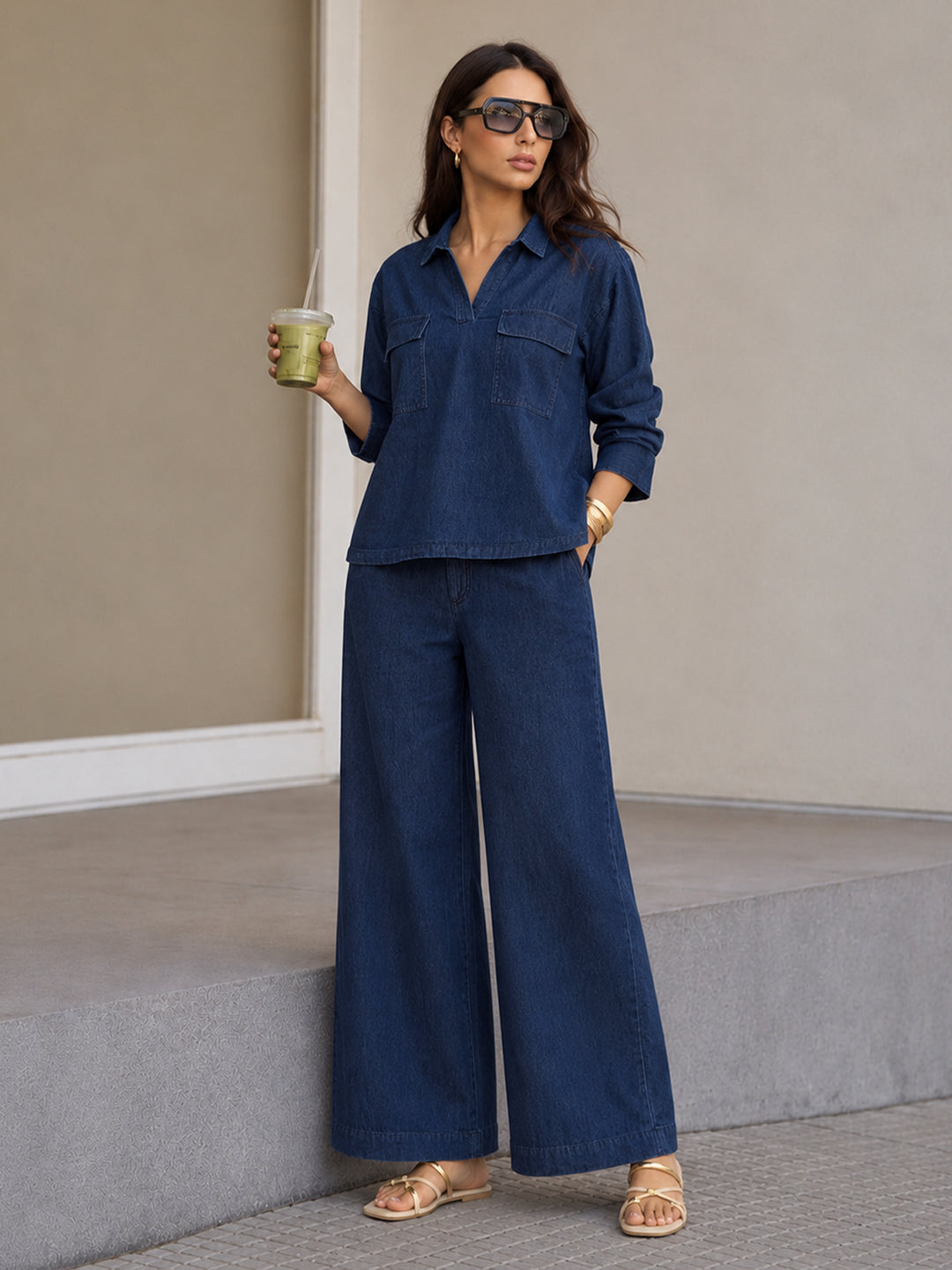 Navy Dual Pocket Denim Co-ord