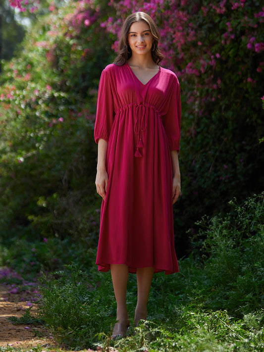 Pink Shirt Midi Length Dress