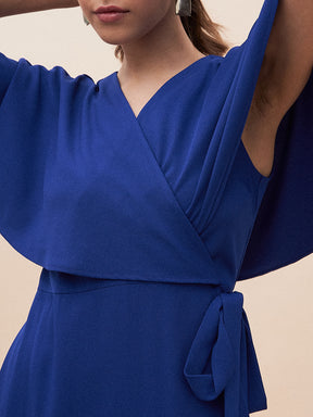 Blue Wrap Formal Maxi Dress
