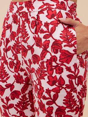 Red Floral Print Coord Set