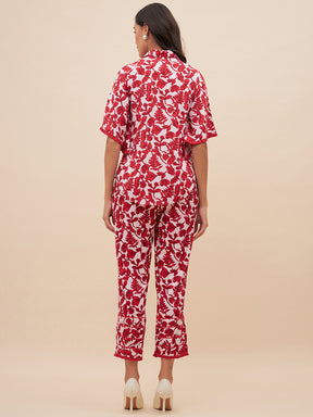 Red Floral Print Coord Set