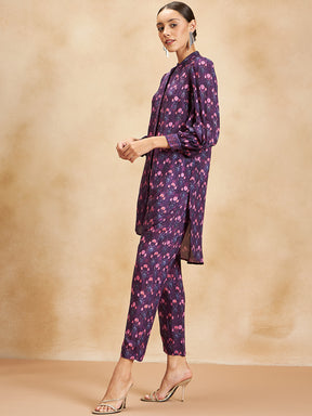 Purple Booti Print Beaded Co-Ord Set