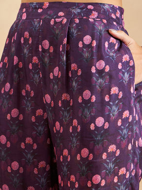 Purple Booti Print Beaded Co-Ord Set