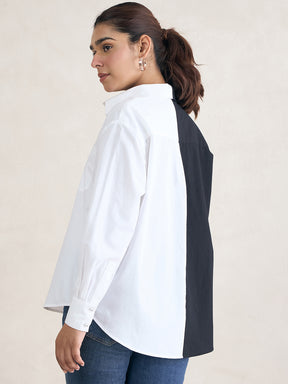 Black And White Colorblock Shirt