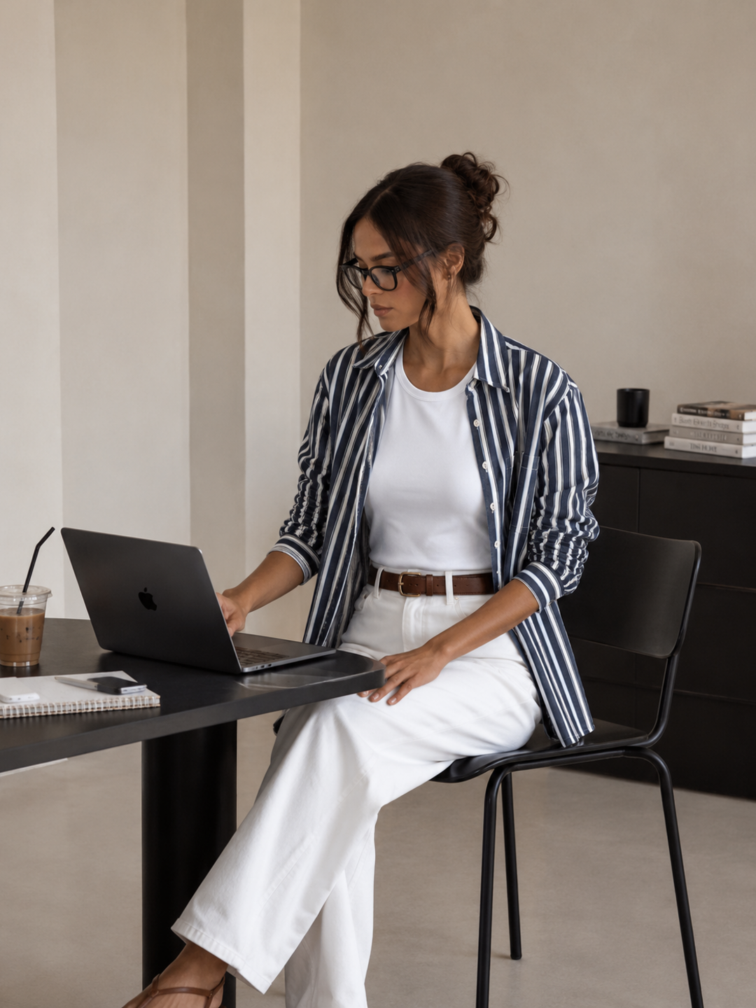 Charcoal Grey Stripe Oversized Shirt