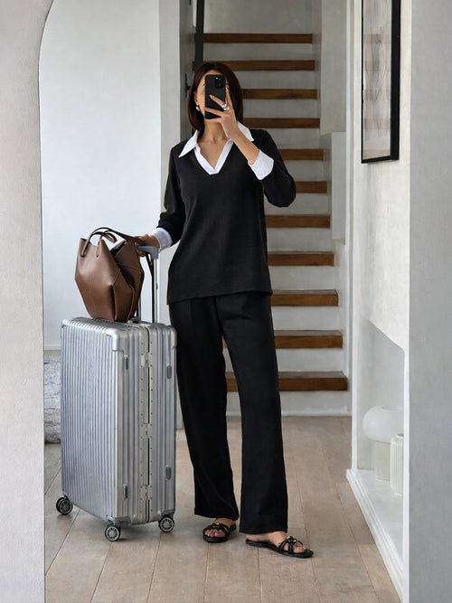 Black And White Colorblock Co-Ord Set
