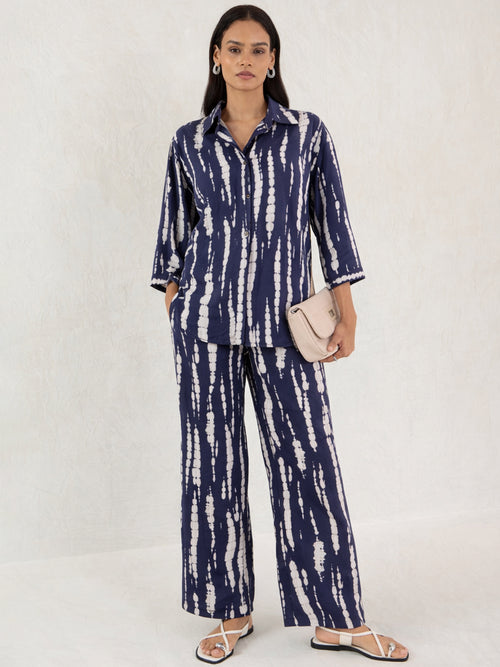 Navy Abstract Shirt Co-Ord