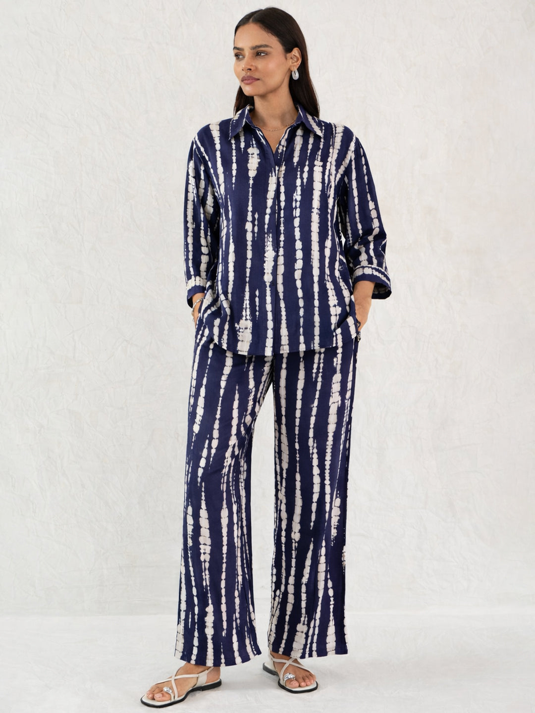 Navy Abstract Shirt Co-Ord