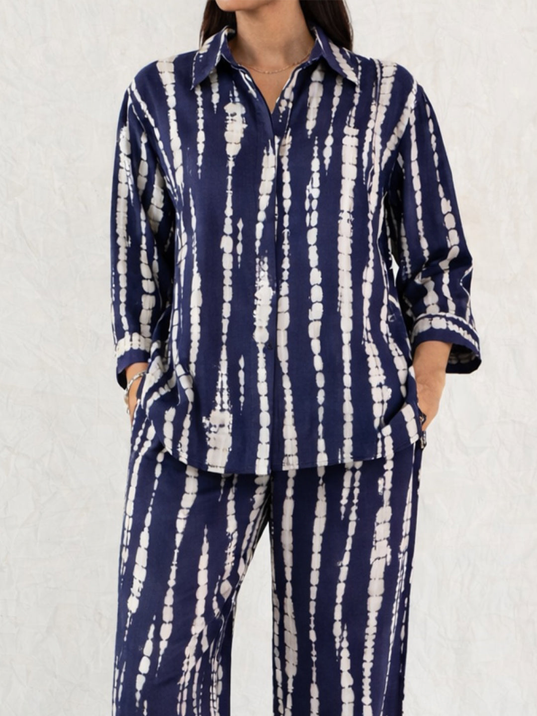 Navy Abstract Shirt Co-Ord