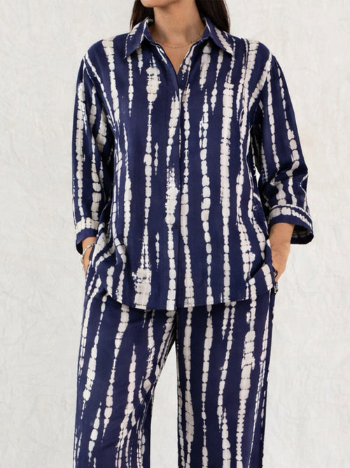 Navy Abstract Shirt Co-Ord