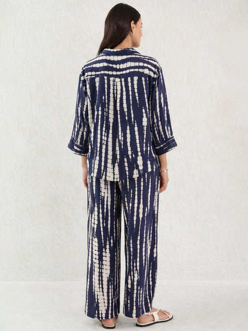 Navy Abstract Shirt Co-Ord