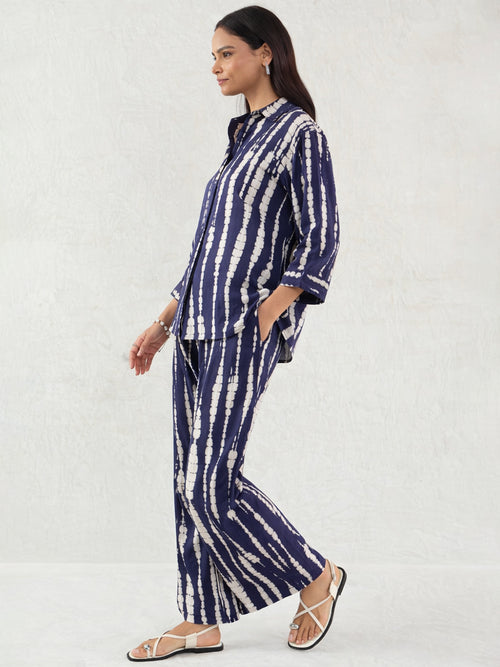 Navy Abstract Shirt Co-Ord