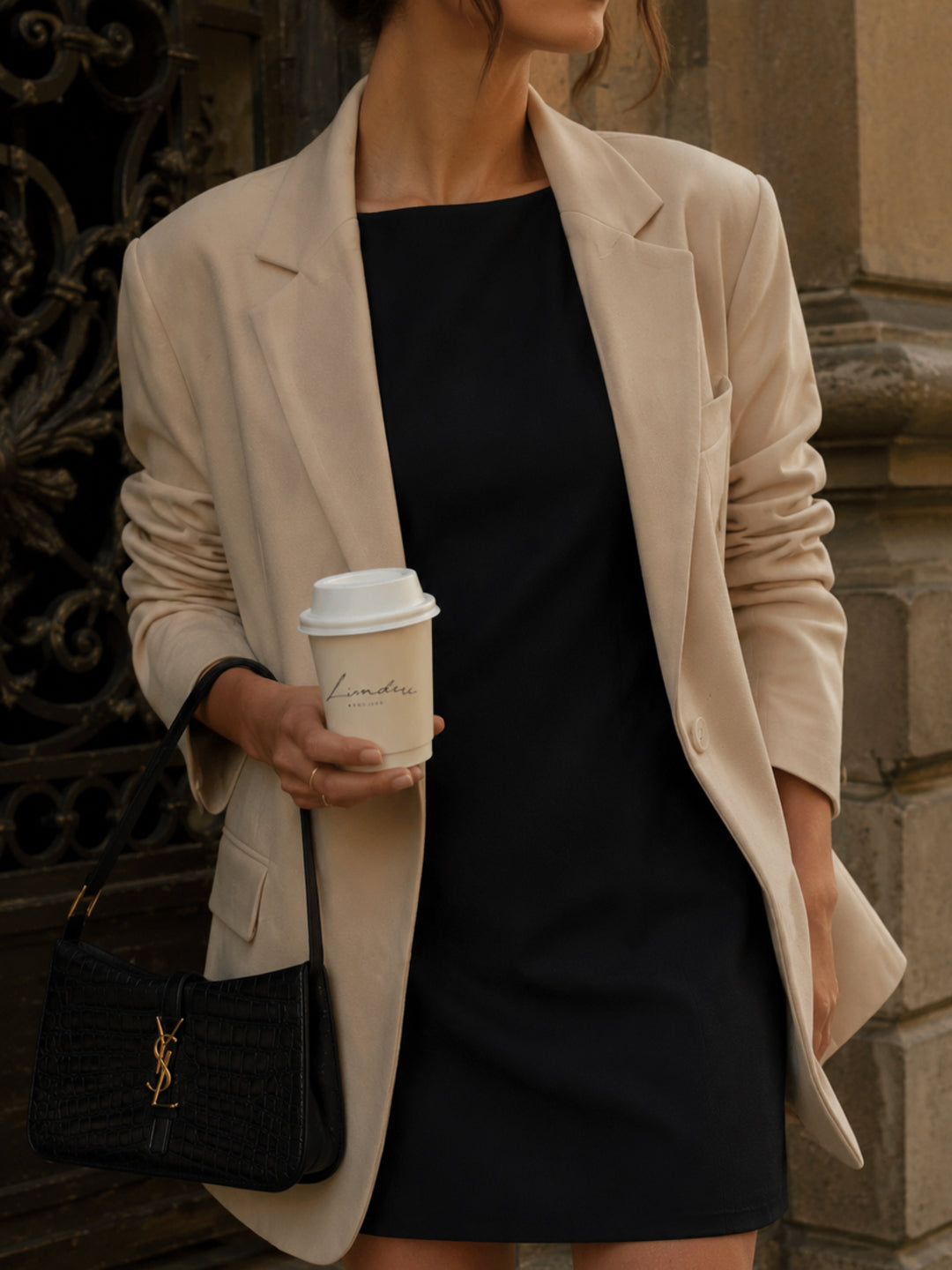 LinenLite Beige Oversized Blazer