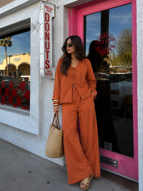 LinenLite Rust Tie-up Co-ord