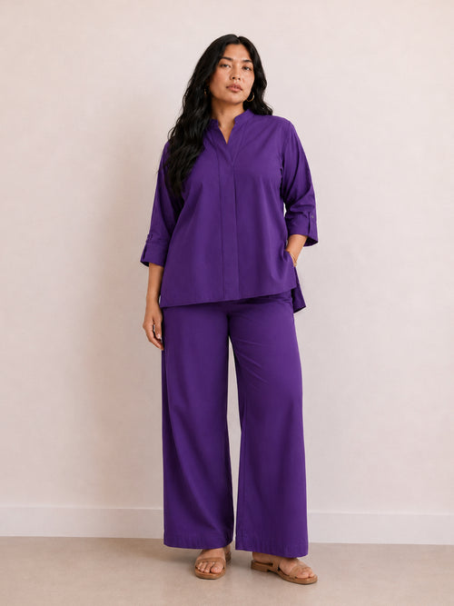 PaperLite Poplin Deep Purple Oversized Co-ord Set