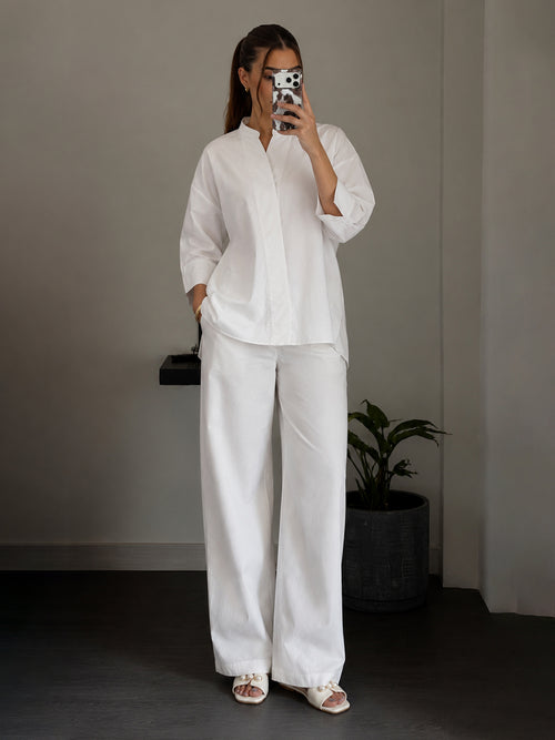 PaperLite Poplin White Oversized Co-ord Set