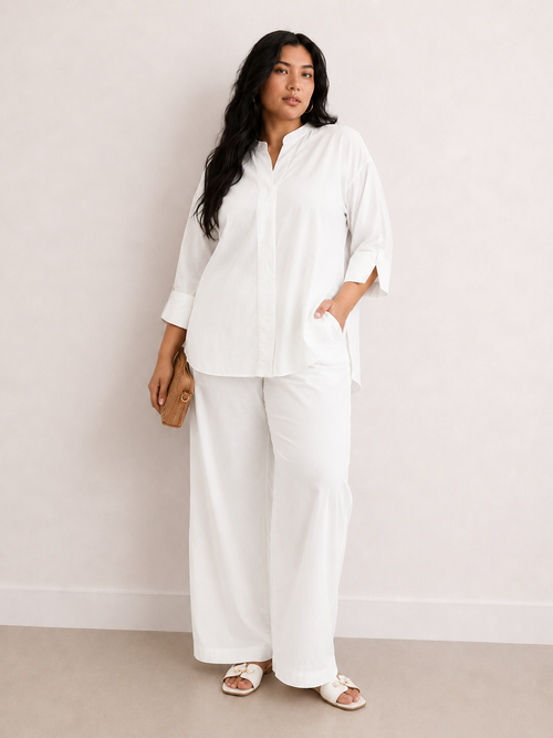 PaperLite Poplin White Oversized Co-ord Set