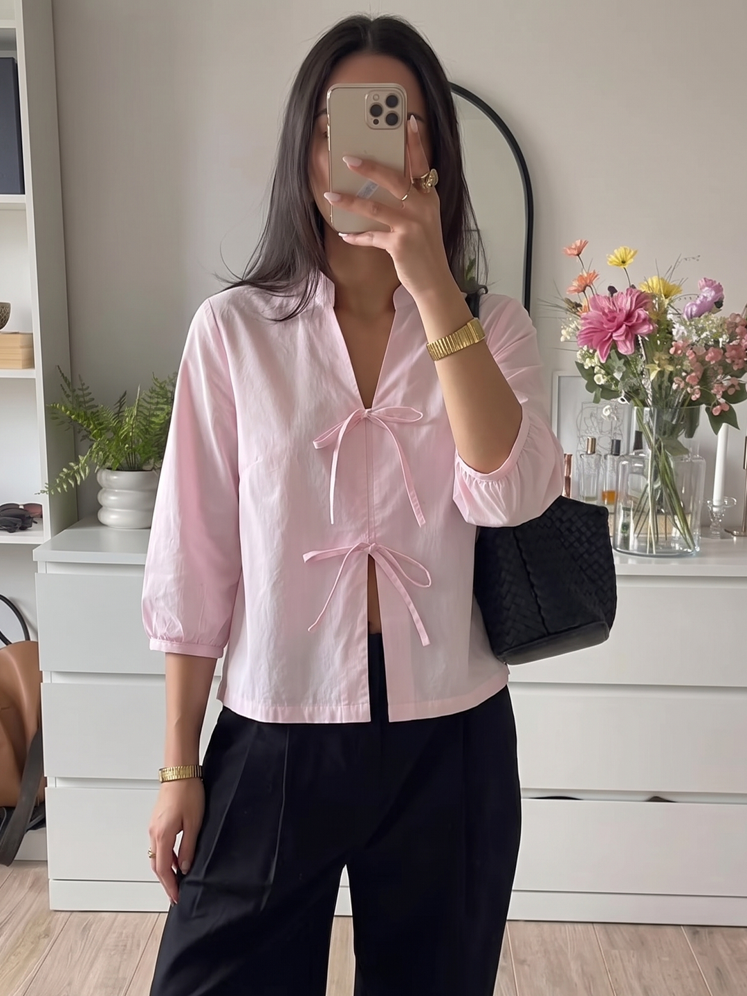 PaperLite Poplin Pink Tie-Up Top