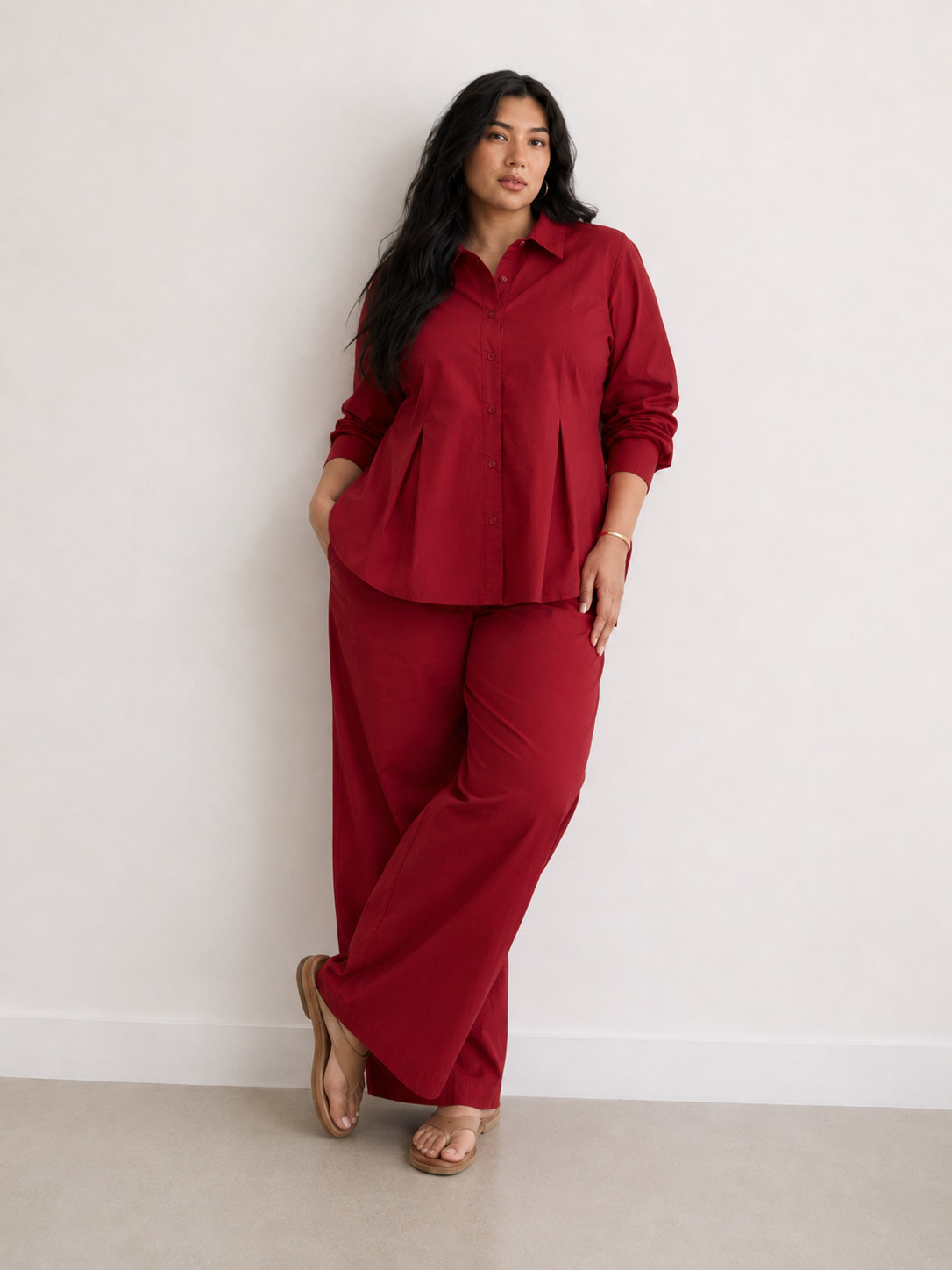 PaperLite Poplin Red Tunic Co-ord Set