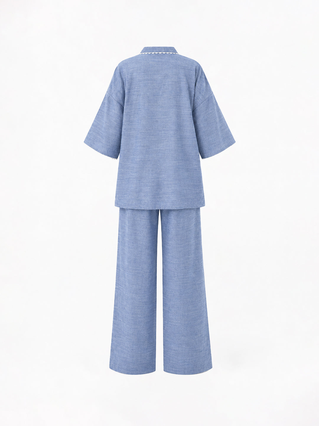 Blue Lace Detail Chambray Co-Ord