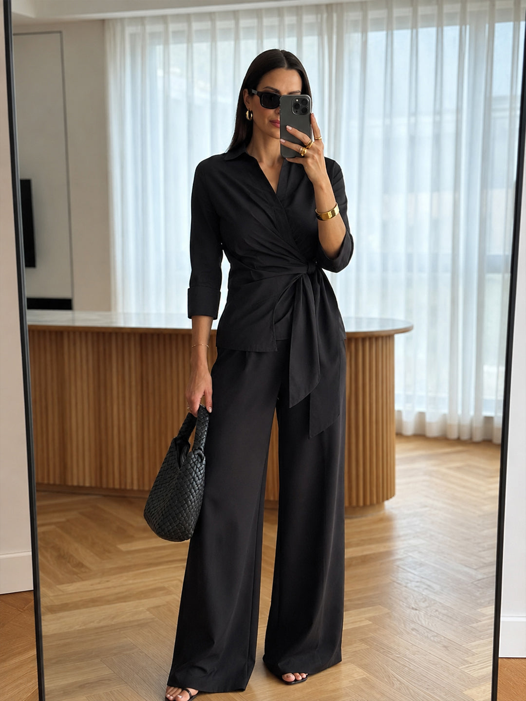 PaperLite Poplin Black Wrap Co-ord Set