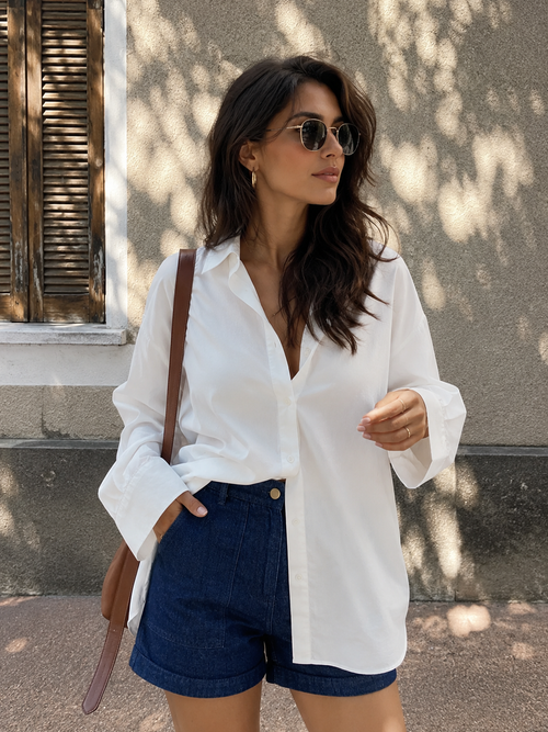 White Cotton Oversized Shirt