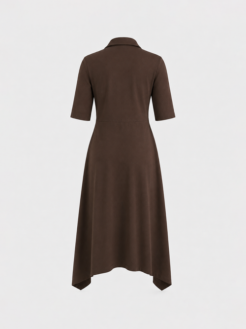 TrueStretch Cotton Mocha Zip-Up Dress