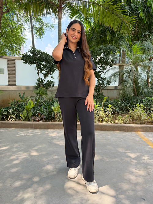 Black With Contrast Edge Knit Co-Ord