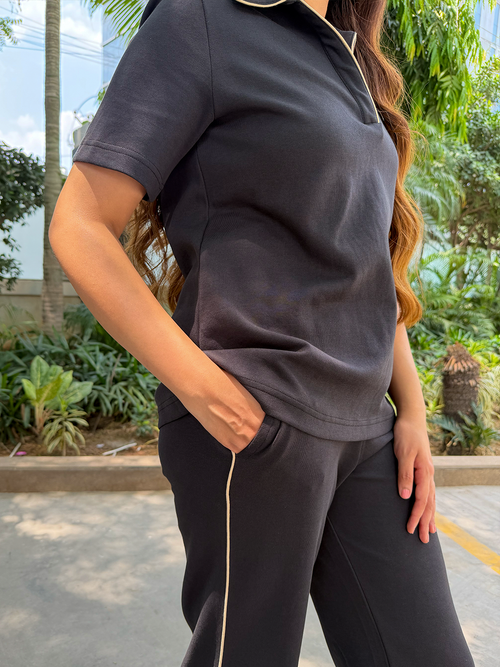 Black With Contrast Edge Knit Co-Ord