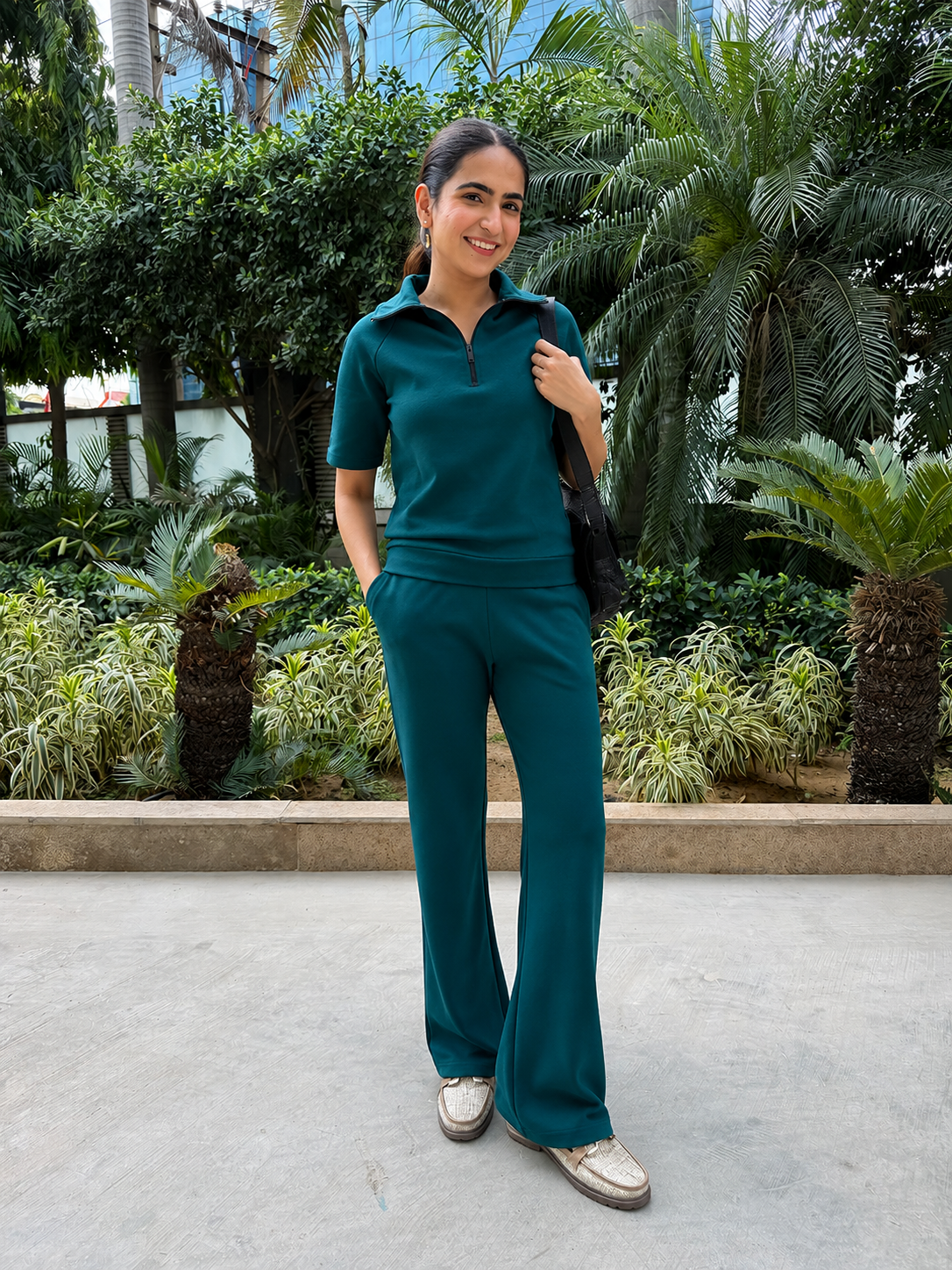 Teal Tonal Zip Knit Co-Ord