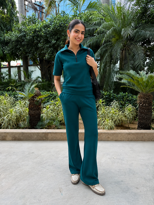 Teal Tonal Zip Knit Co-Ord