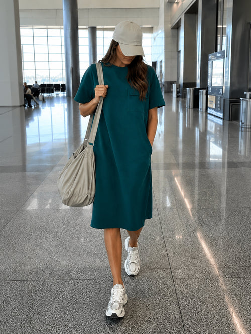 Teal Relaxed Fit Midi Knit Dress