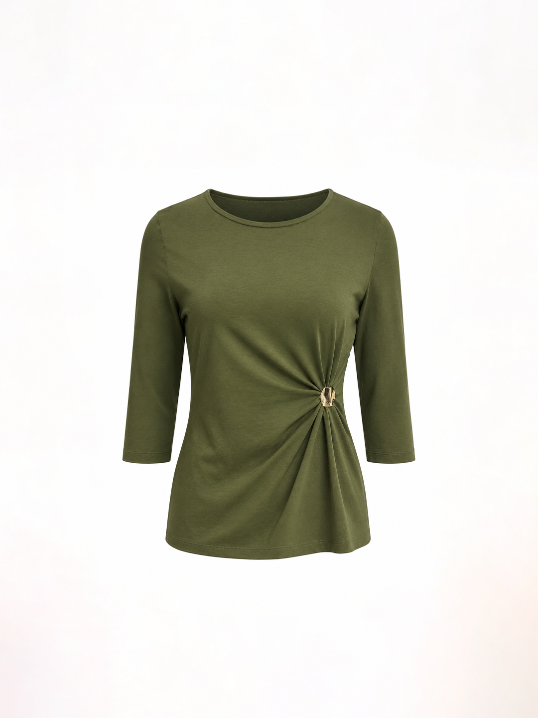 TrueStretch Olive Button Detail Top