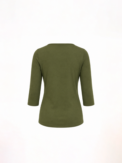 TrueStretch Olive Button Detail Top