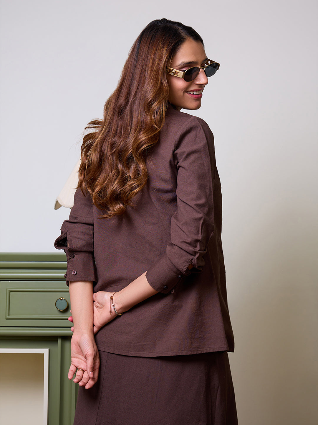LinenLite Mocha Pleated Tunic