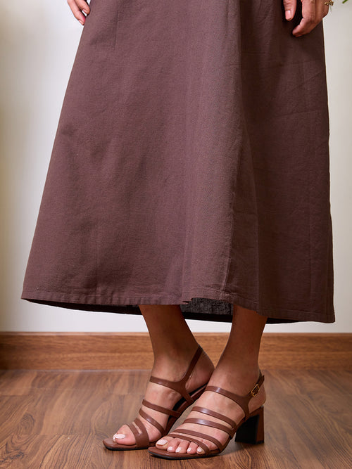 LinenLite Mocha A-line Skirt