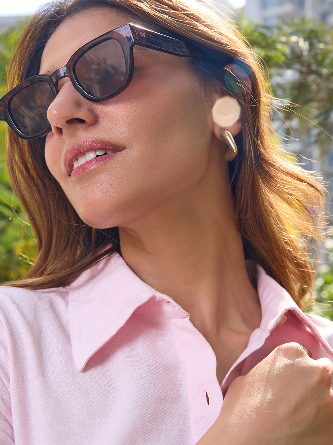 LinenLite Powder Pink Maxi Shirt Dress