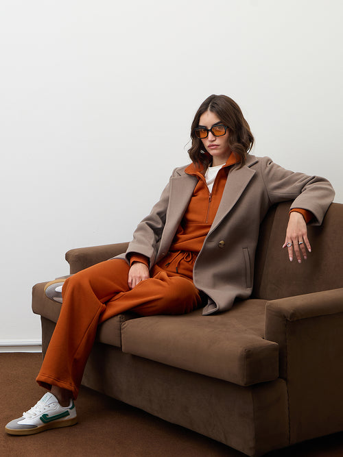 Rust Straight Leg Fleece Trackpants