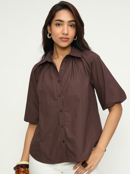 CrispCotton Mocha Raglan Shirt