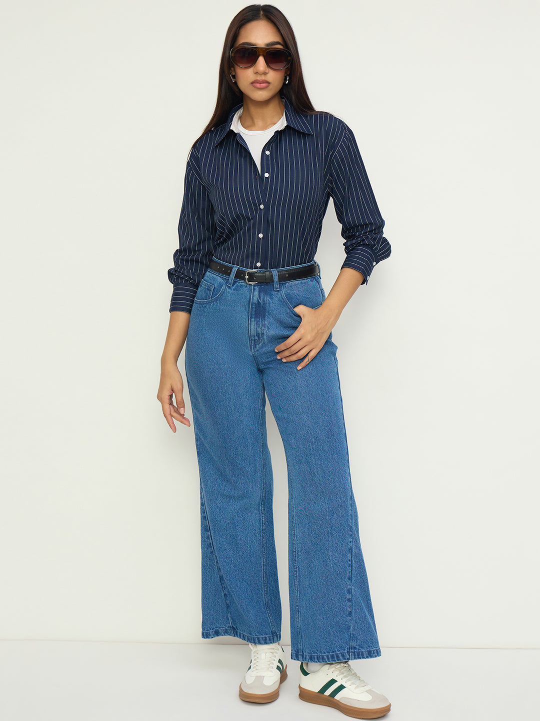 DenimClassic Blue Flared High-Rise Jeans