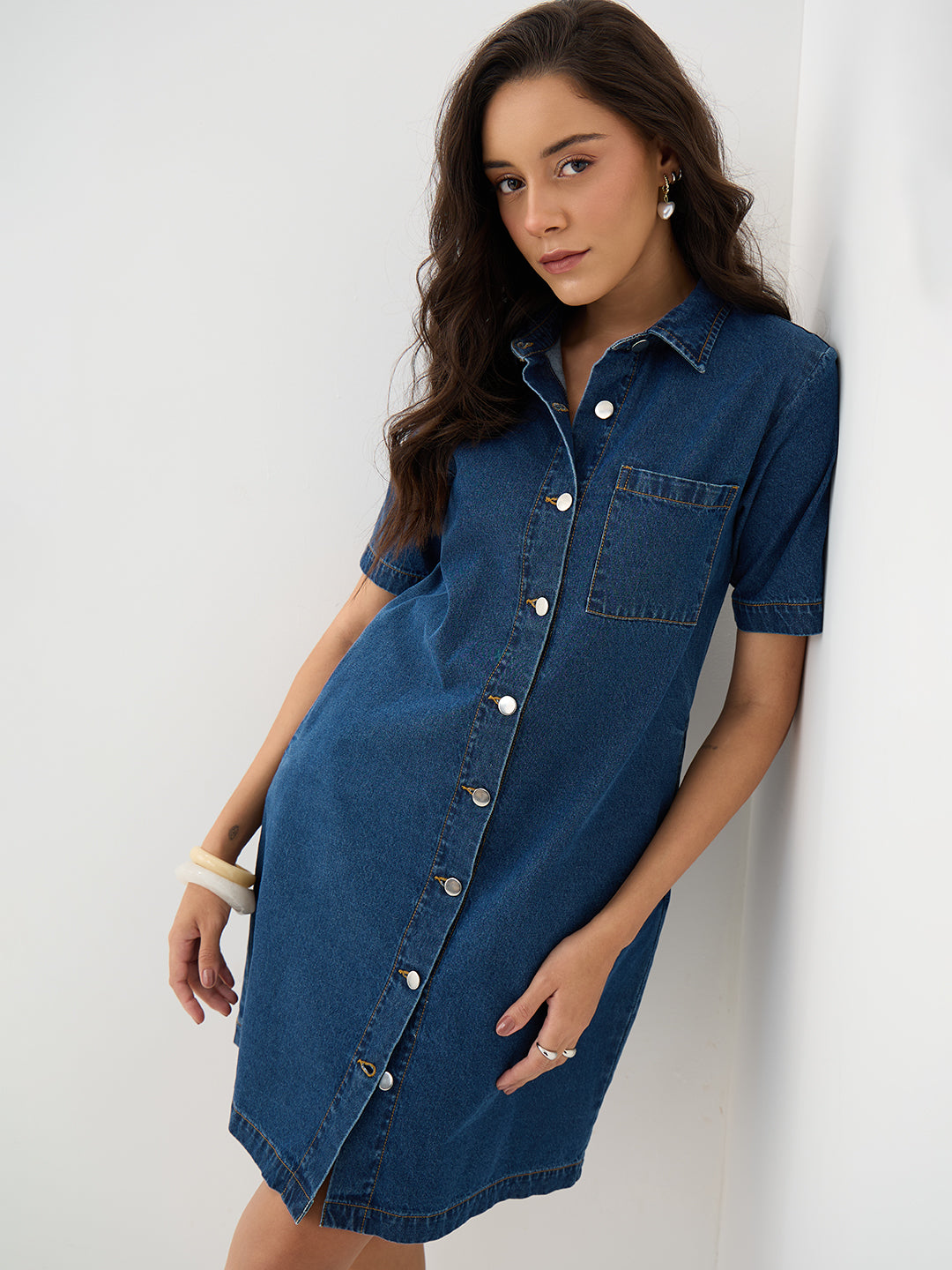 DenimClassic Blue Mini Shirt Dress