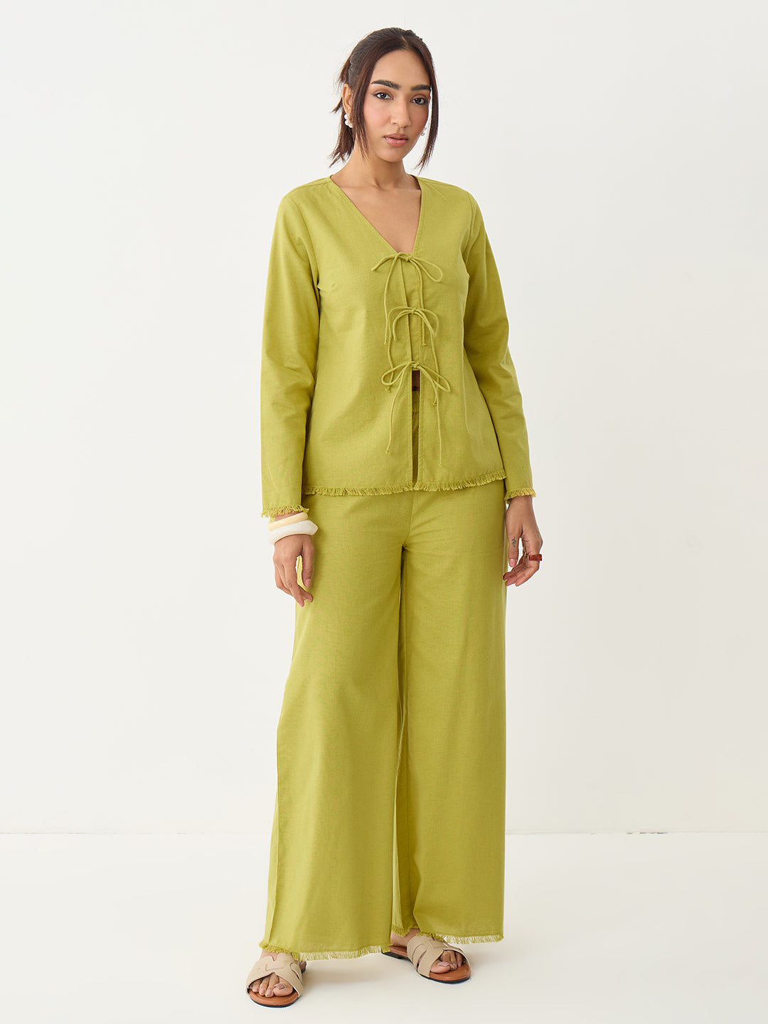 LinenLite Citrine Green Tie-up Co-ord