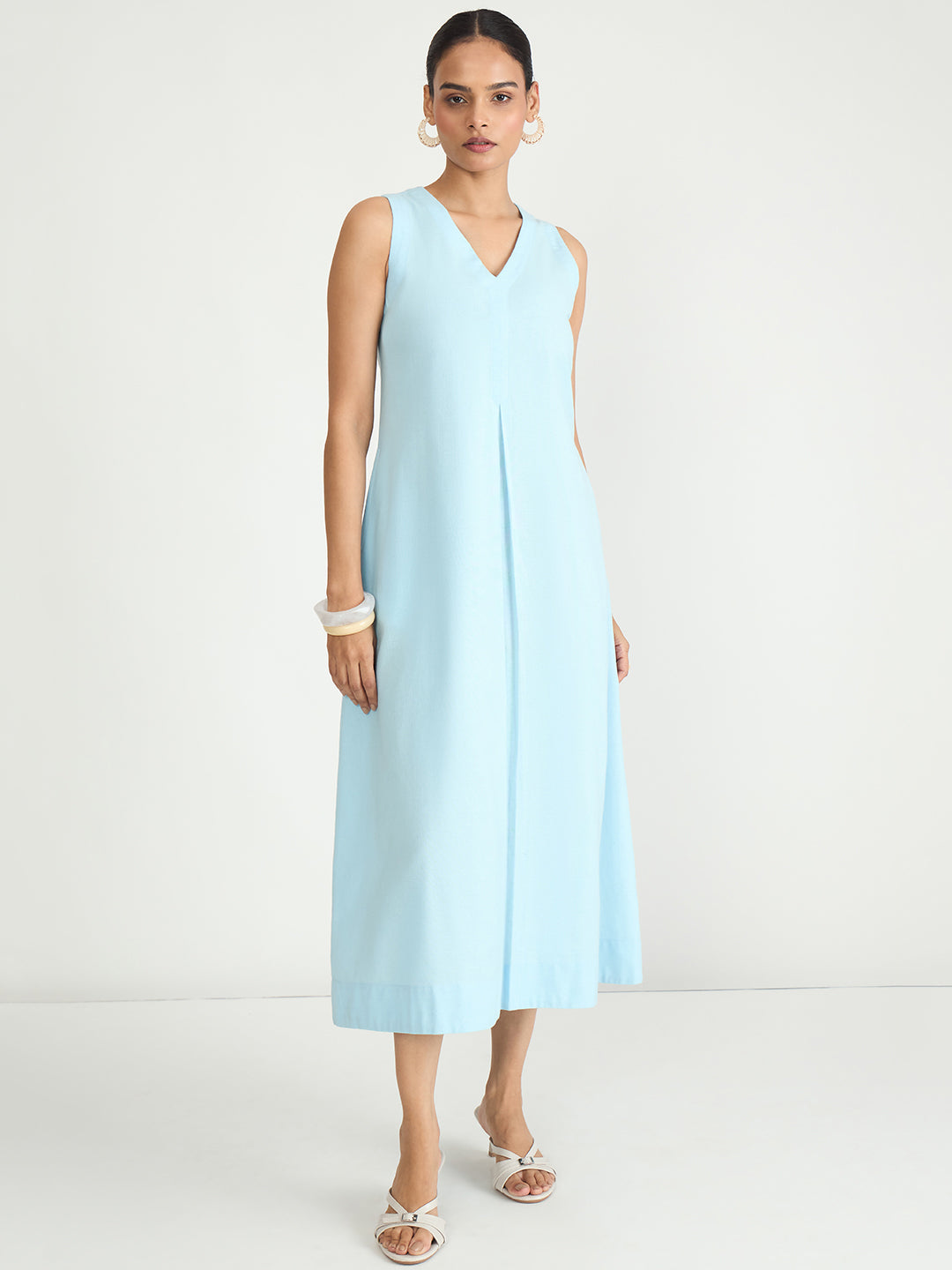 LinenLite Icy Blue A-line Maxi Dress