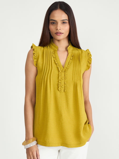 Citrine Pintuck Detail Top