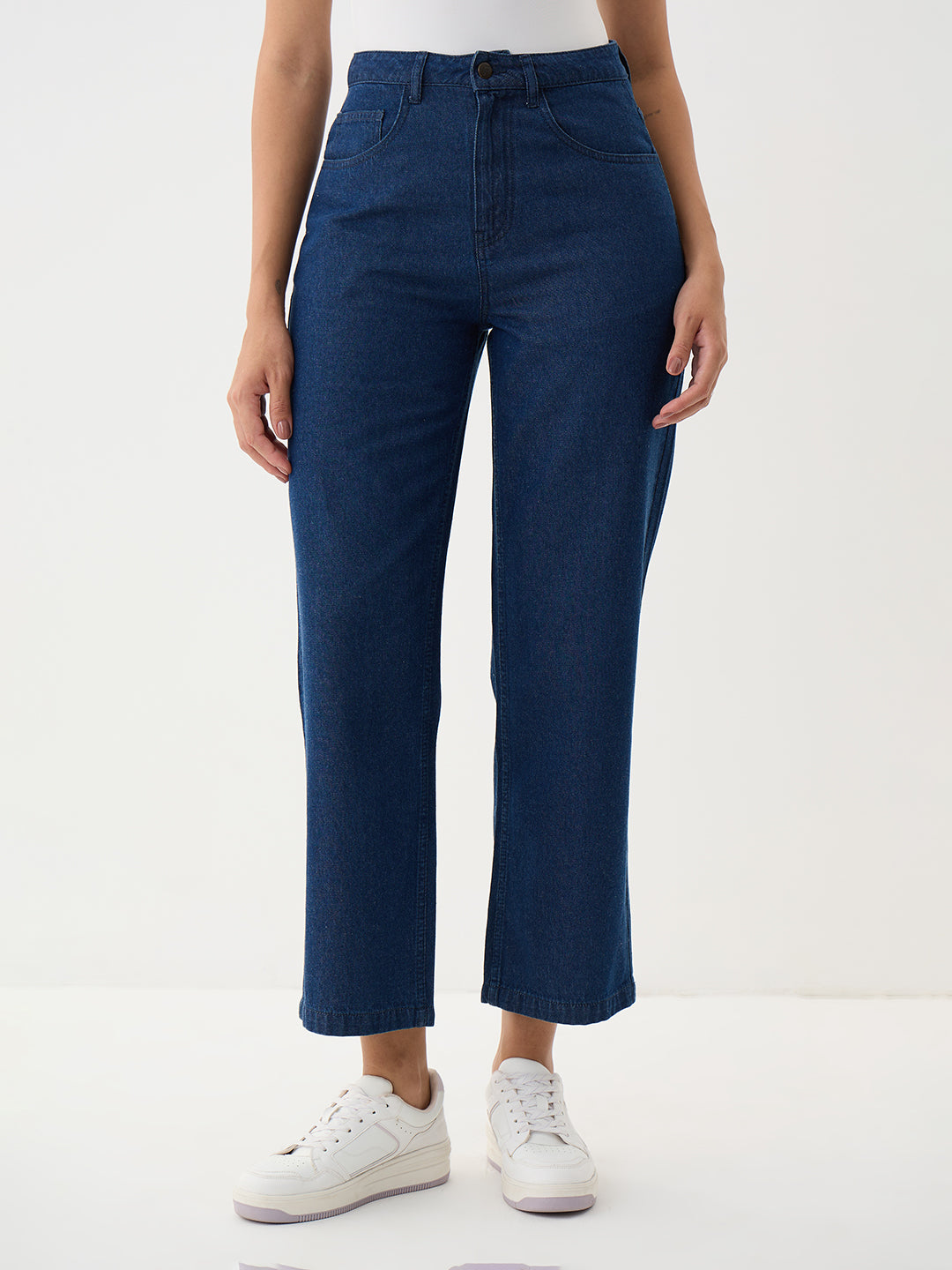 DenimClassic Navy Straight Fit Ankle Length Jeans