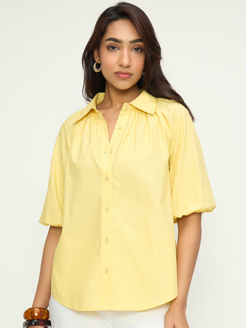 CrispCotton Yellow Raglan Shirt