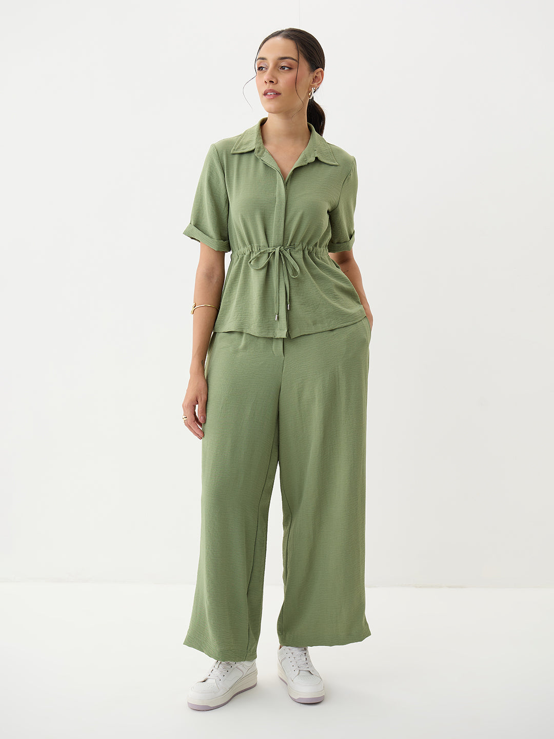Sage Green Drawstring Detail Co-Ord Set