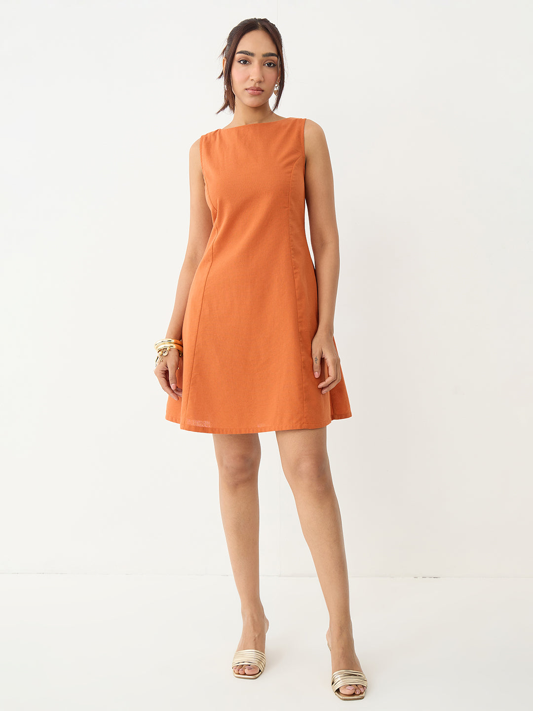 LinenLite Rust Mini Dress