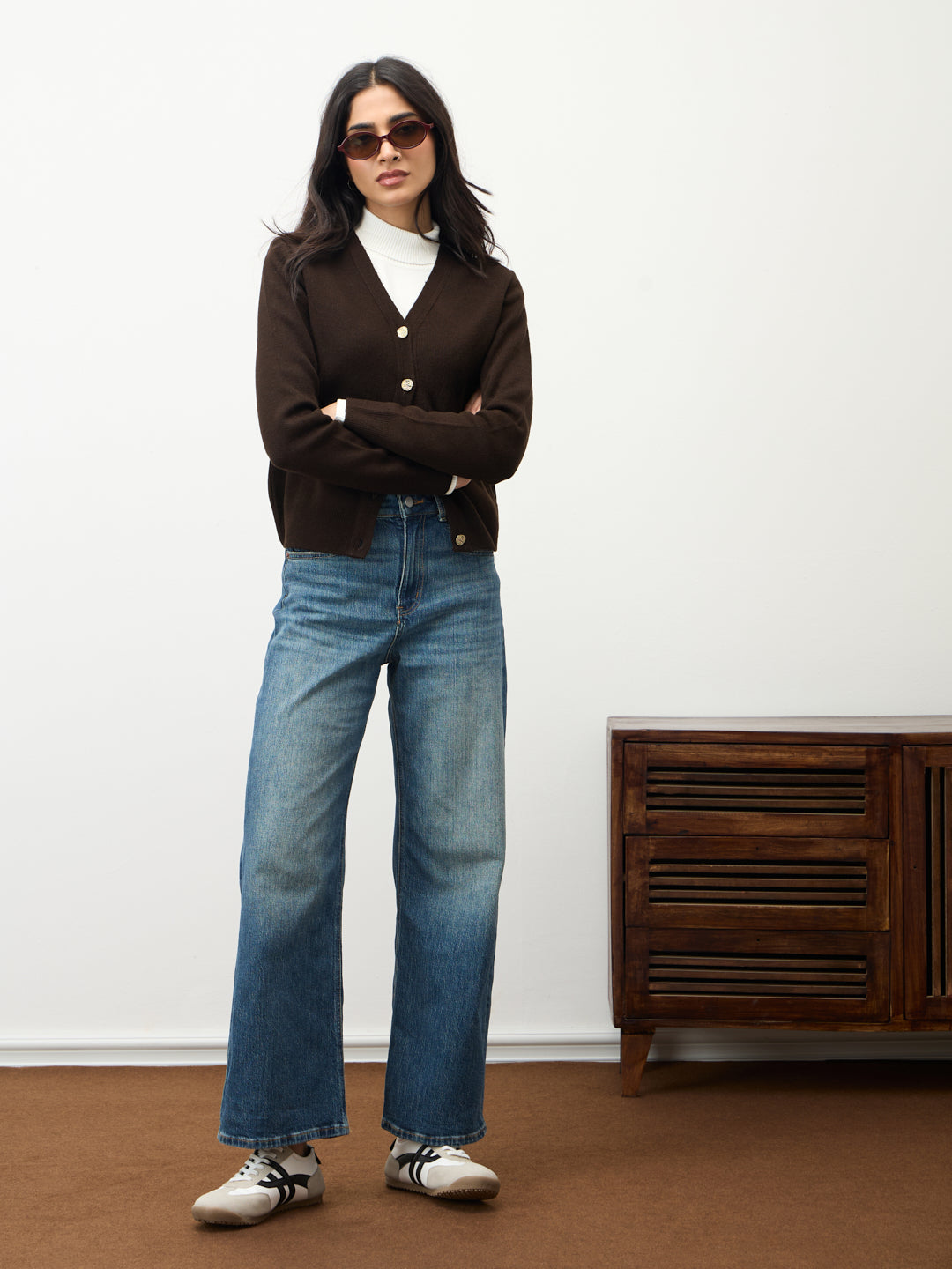 Coffee Brown V-Neck Cardigan